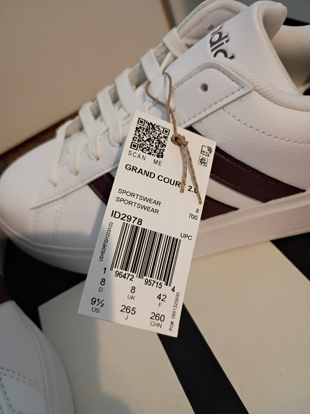 adidas White Sneakers with Brown Stripes - Picture 3 of 4